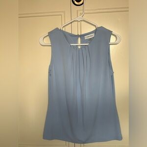 Calvin Klein Small Light Blue Sleeveless Blouse with keyhole in back NWOT